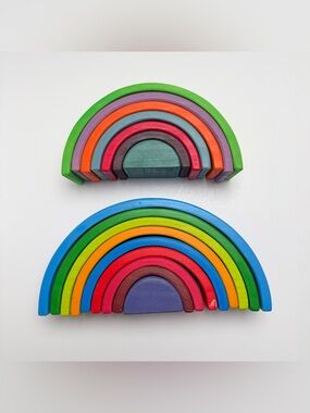 Colorful Wooden Rainbow Stacking Toy - Multicolor(Sample—defective.⚠️⚠️⚠️）